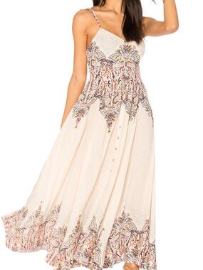 Free People Be My Baby Maxi Dress with Multicolor Paisley Embroidery